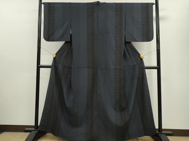 平和屋着物▽本塩沢 単衣 110亀甲 吉祥花間道 正絹 逸品 CAAV9484ze