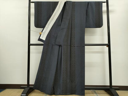 平和屋着物▽本塩沢 単衣 110亀甲 吉祥花間道 正絹 逸品 CAAV9484ze
