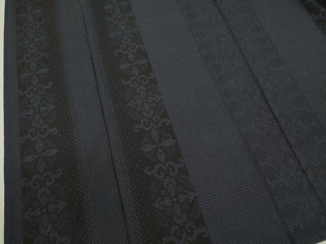 平和屋着物▽本塩沢 単衣 110亀甲 吉祥花間道 正絹 逸品 CAAV9484ze