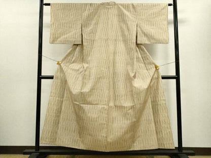 平和屋着物▽上質な紬　単衣　縦枠文　正絹　逸品　CAAV9485ze