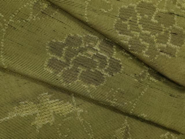 平和屋着物▽上質な紬 単衣 花唐草鳥文 正絹 逸品 CAAV9486ze