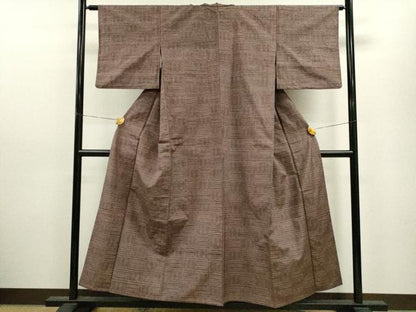 平和屋着物▽上質な紬 単衣 幾何学文様 正絹 逸品 CAAV9487ze