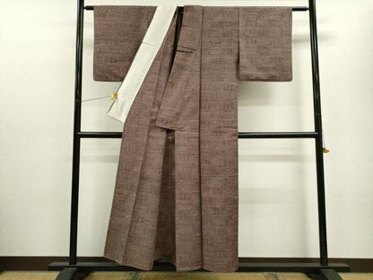 平和屋着物▽上質な紬 単衣 幾何学文様 正絹 逸品 CAAV9487ze