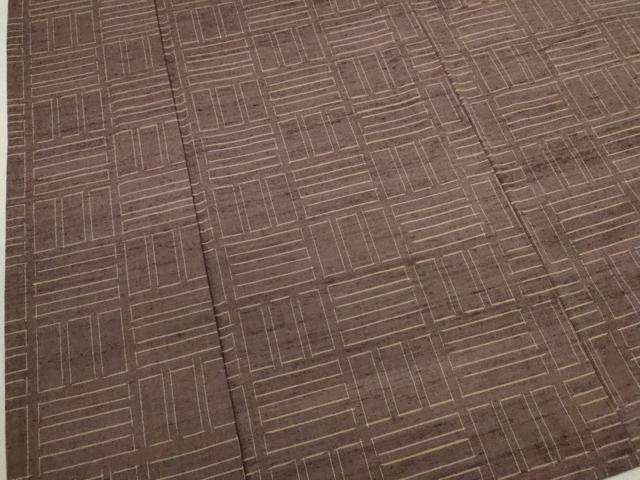 平和屋着物▽上質な紬 単衣 幾何学文様 正絹 逸品 CAAV9487ze