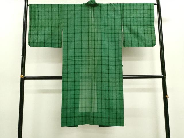 平和屋着物▽道中着　スリーシーズン　春夏秋　塵除け　ロングコート　格子柄　正絹　逸品　CAAV9490ze