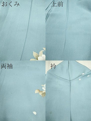 平和屋着物▽訪問着　単衣　友禅　作家物　枝花文　暈し染め　正絹　逸品　CAAV9496ze