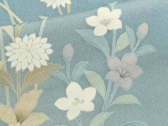 平和屋着物▽訪問着　単衣　友禅　作家物　枝花文　暈し染め　正絹　逸品　CAAV9496ze