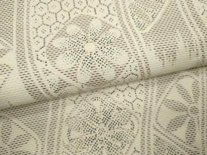 平和屋着物▽上質な紬 単衣 変わり縞吉祥花文 正絹 逸品 CAAV9497ze