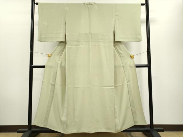 平和屋着物▽上質な色無地 単衣 花丸地紋 桑染色 三越扱い 反端付き 正絹 逸品 CAAV9498ze