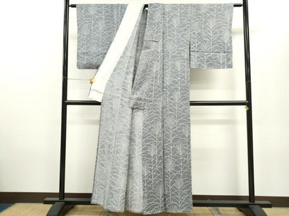 平和屋着物▽上質な小紋 単衣 芒 正絹 逸品 CAAV9499ze