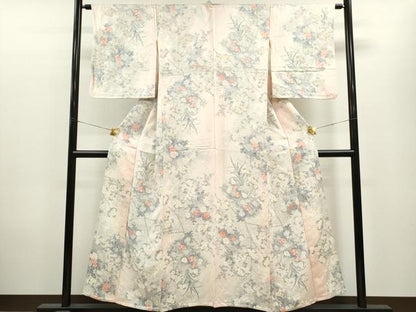 平和屋着物▽上質な小紋 単衣 枝花文 暈し染め 正絹 逸品 CAAV9500ze