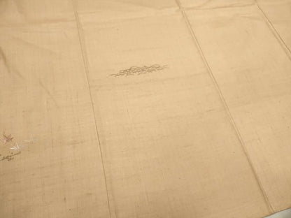 平和屋着物▽訪問着 単衣 紬地 刺繍 草花文 金彩 反端付き 正絹 逸品 CAAV9501ze
