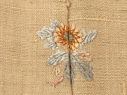 平和屋着物▽訪問着 単衣 紬地 刺繍 草花文 金彩 反端付き 正絹 逸品 CAAV9501ze