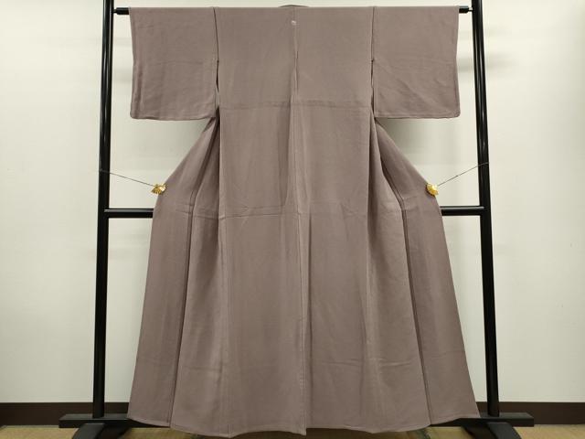 平和屋着物▽上質な色無地 単衣 鳩羽鼠色 鬼しぼ縮緬 正絹 逸品 CAAV9503ze