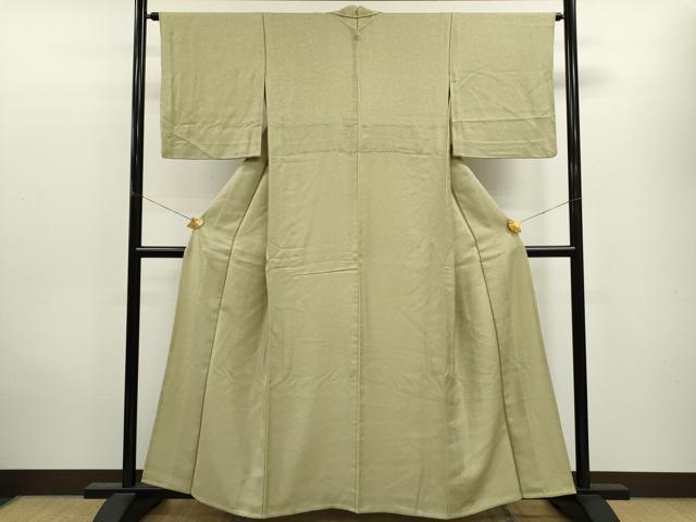 平和屋着物▽上質な色無地　単衣　吉祥花地紋　木蘭色　正絹　逸品　CAAV9507ze
