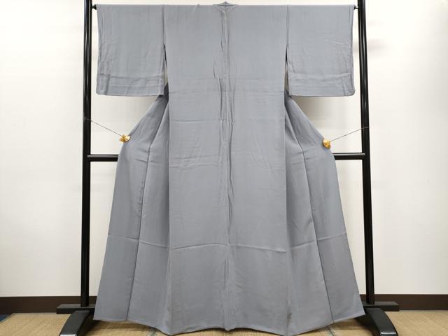 平和屋着物▽上質な色無地　単衣　桔梗鼠色　正絹　逸品　CAAV9508ze