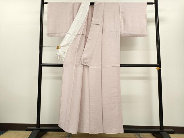 平和屋着物▽上質な色無地　単衣　松竹梅雲取り御所車花地紋　洗柿色　正絹　逸品　CAAV9509ze