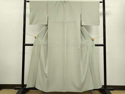 平和屋着物▽上質な色無地 単衣 山葵色 鬼しぼ縮緬 正絹 逸品 CAAV9510ze