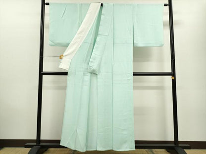 平和屋着物▽上質な色無地　単衣　伊と幸　裏葉柳色　正絹　逸品　CAAV9511ze