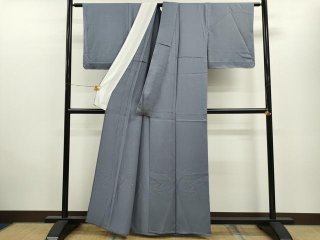 平和屋着物▽上質な色無地 単衣 杢目地紋 桔梗鼠色 正絹 逸品 未使用 CAAV9516ze