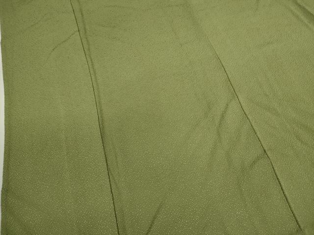 平和屋着物▽上質な色無地 単衣 吉祥地紋 鶯色 正絹 逸品 CAAV9517ze