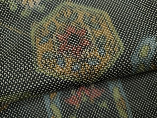 平和屋着物▽上質なお召 単衣 吉祥草花文 正絹 逸品 CAAV9523ze