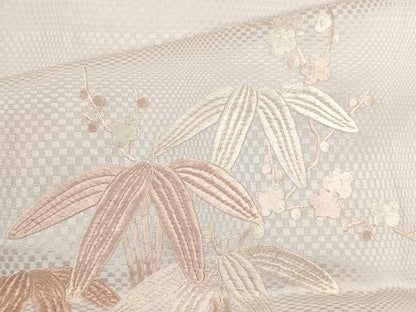 平和屋着物▽訪問着　単衣　総刺繍　笹枝花文　正絹　逸品　CAAV9525ze