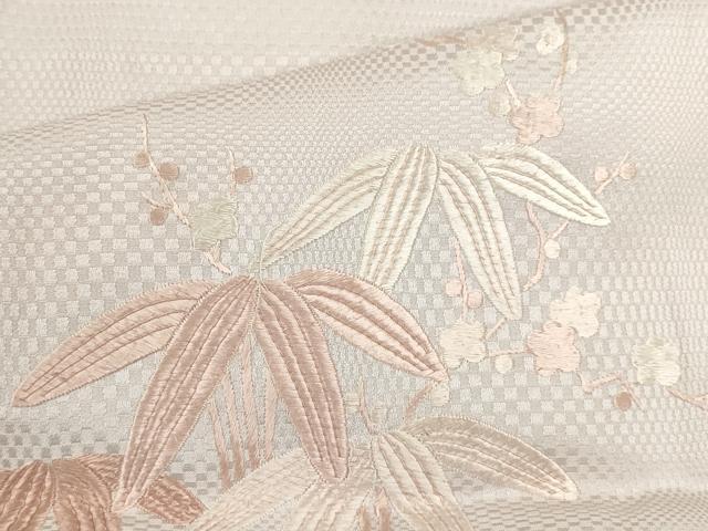 平和屋着物▽訪問着　単衣　総刺繍　笹枝花文　正絹　逸品　CAAV9525ze