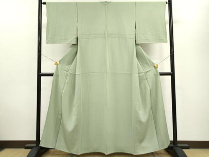 平和屋着物▽上質な色無地 単衣 柳染色 正絹 逸品 CAAV9526ze