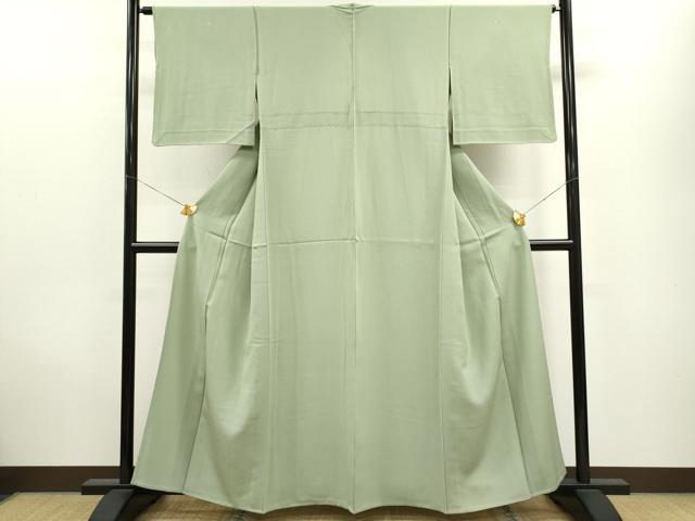 平和屋着物▽上質な色無地 単衣 柳染色 正絹 逸品 CAAV9526ze