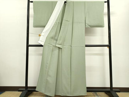 平和屋着物▽上質な色無地 単衣 柳染色 正絹 逸品 CAAV9526ze