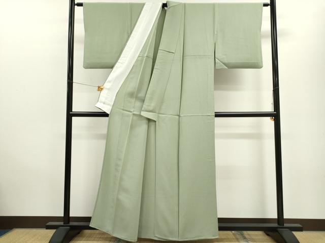 平和屋着物▽上質な色無地 単衣 柳染色 正絹 逸品 CAAV9526ze