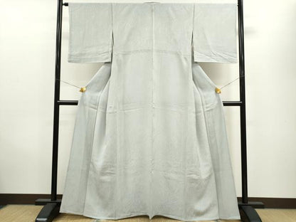 平和屋着物▽上質な色無地 単衣 立波地紋 秘色色 正絹 逸品 CAAV9528ze