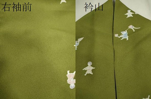 平和屋着物▽小紋　単衣　童子遊び　洗える着物　CAAV9530ze