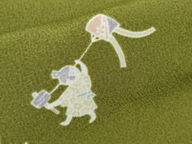平和屋着物▽小紋　単衣　童子遊び　洗える着物　CAAV9530ze