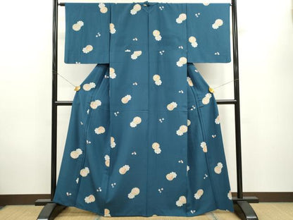 平和屋着物▽小紋　単衣　舞花吉祥文　洗える着物　CAAV9541ze