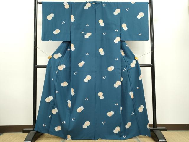 平和屋着物▽小紋　単衣　舞花吉祥文　洗える着物　CAAV9541ze
