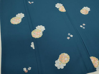 平和屋着物▽小紋　単衣　舞花吉祥文　洗える着物　CAAV9541ze