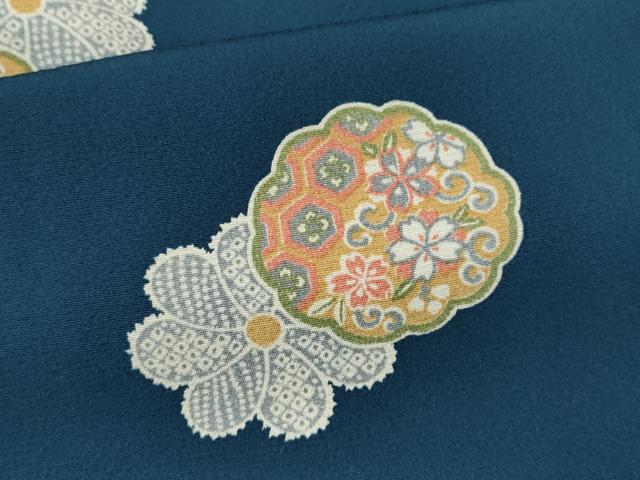平和屋着物▽小紋　単衣　舞花吉祥文　洗える着物　CAAV9541ze