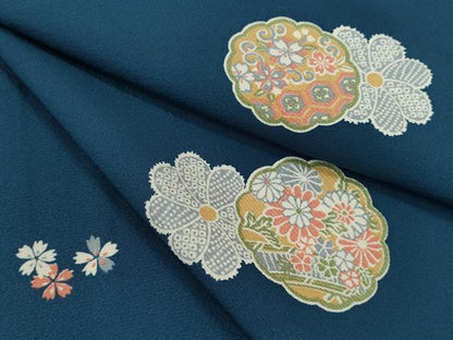 平和屋着物▽小紋　単衣　舞花吉祥文　洗える着物　CAAV9541ze