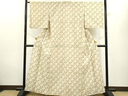 平和屋着物▽小紋　単衣　琉球絣文様　洗える着物　CAAV9544ze