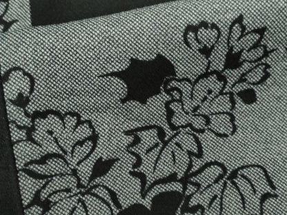 平和屋着物▽小紋 単衣 市松草花文 黒地 洗える着物 CAAV9545ze