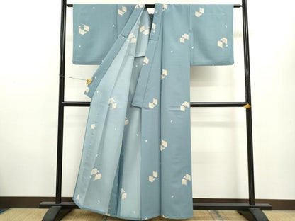 平和屋着物▽小紋　単衣　瓦舞蝶文　洗える着物　CAAV9547ze