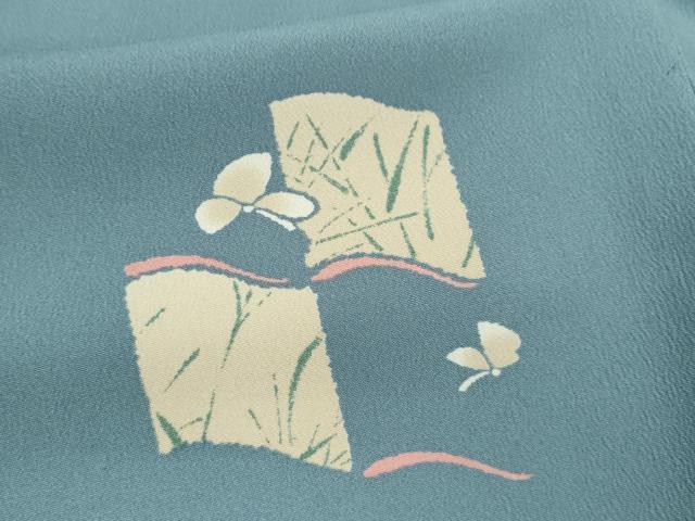 平和屋着物▽小紋　単衣　瓦舞蝶文　洗える着物　CAAV9547ze