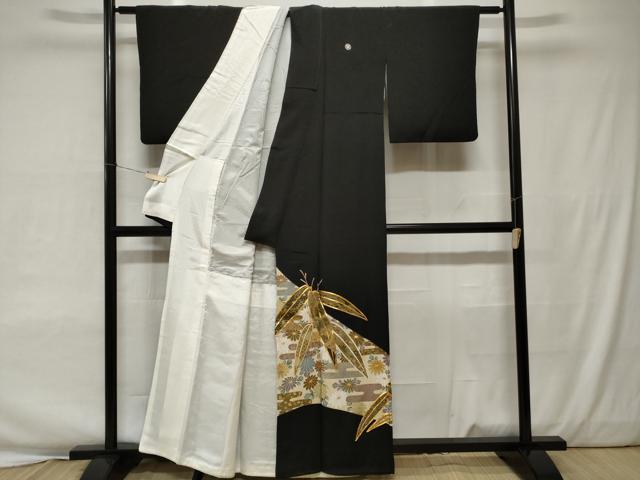 平和屋着物■豪華黒留袖 駒刺繍 笹 エ霞花文 金彩 正絹 逸品 CAAW0189ev