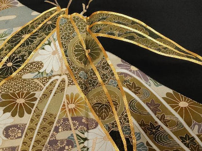 平和屋着物■豪華黒留袖 駒刺繍 笹 エ霞花文 金彩 正絹 逸品 CAAW0189ev