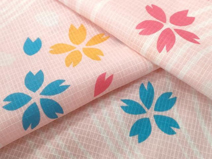 平和屋着物∴夏物 倖田來未 浴衣 綿紅梅 流水舞桜 綿 逸品 未使用 CAAW0812ng