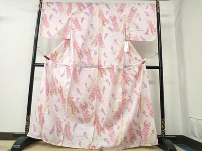 平和屋着物∴夏物　倖田來未　浴衣　綿紅梅　孔雀羽文　綿　逸品　未使用　CAAW0813ng