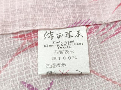 平和屋着物∴夏物　倖田來未　浴衣　綿紅梅　孔雀羽文　綿　逸品　未使用　CAAW0813ng