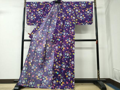 平和屋着物∴夏物 倖田來未 浴衣 綿紅梅 ハート 舞花文 綿 逸品 未使用 CAAW0817ng